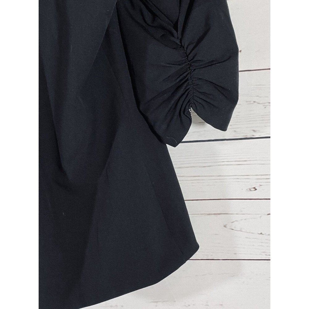 Torrid Womens Black Ruched 3/4 Sleeve Blazer Size 3 One-Button Lined Career Plus - Picture 6 of 13